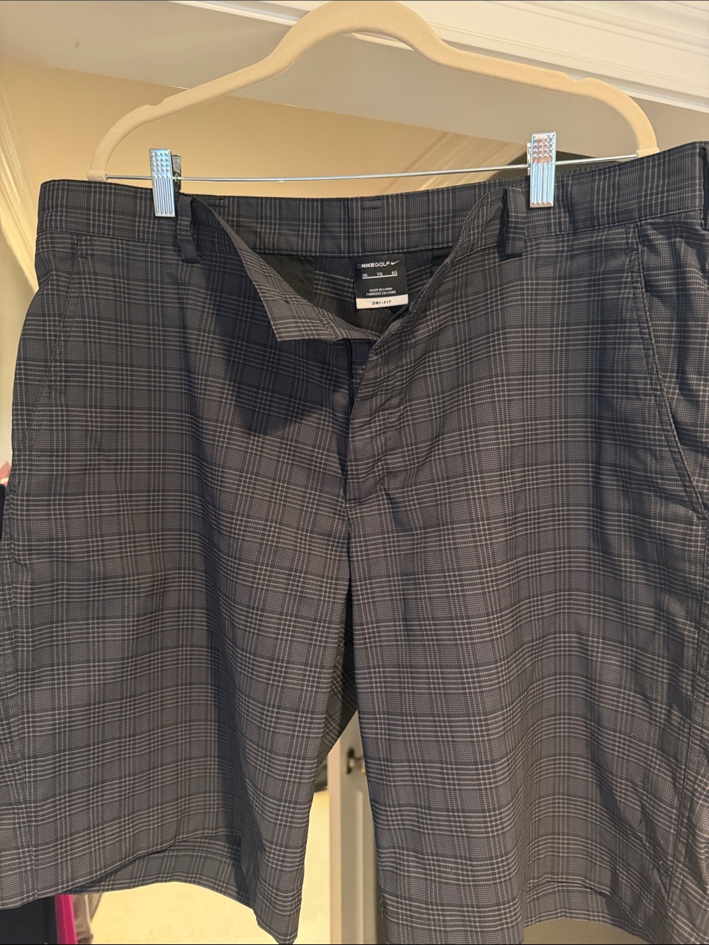 Nike Golf Black and Gray Plaid Shorts
